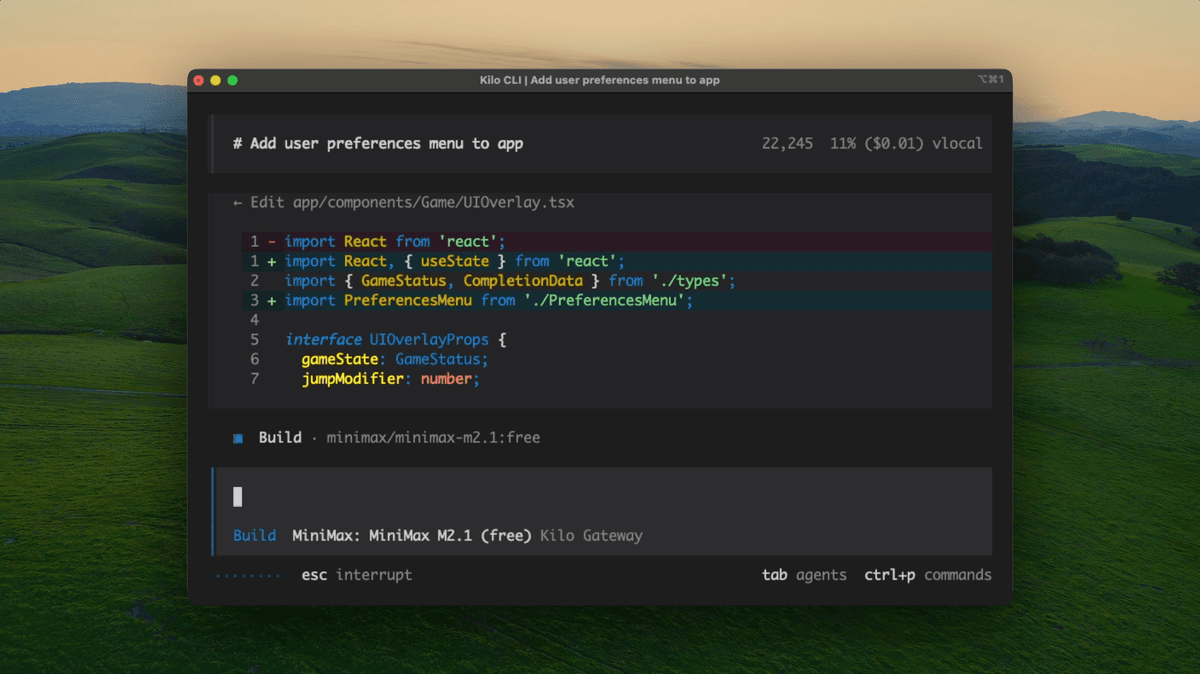 Kilo CLI modes showing different operation modes