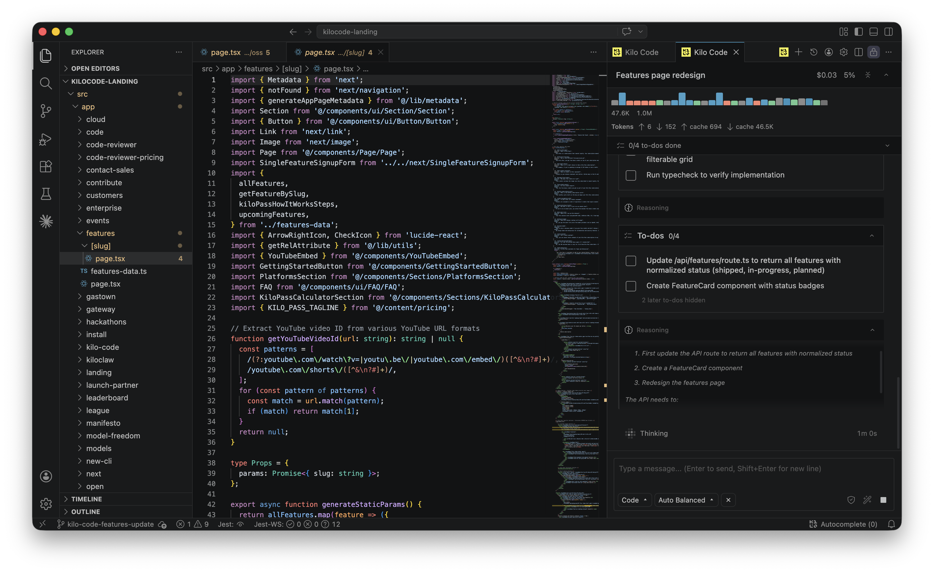 Kilo Code running inside VS Code